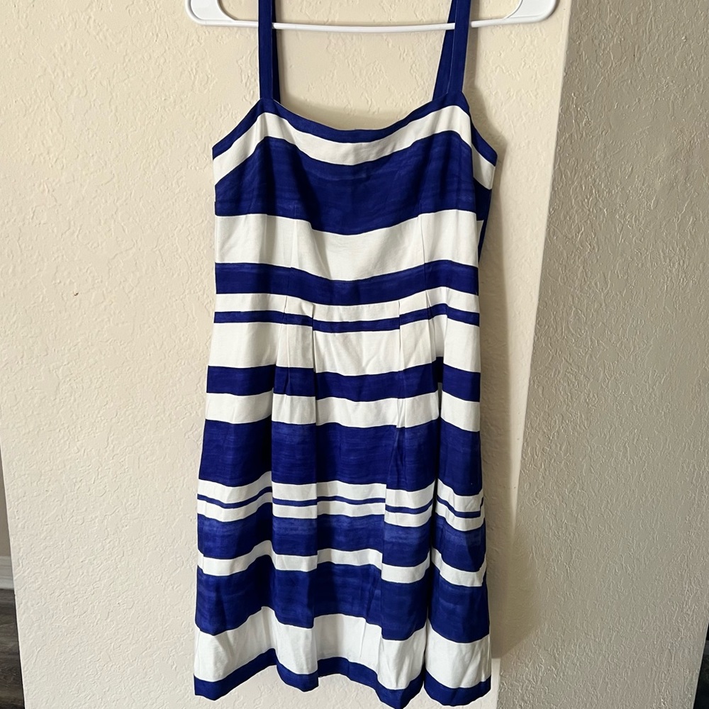 Ann Taylor Loft Blue and White Striped Summer Dress